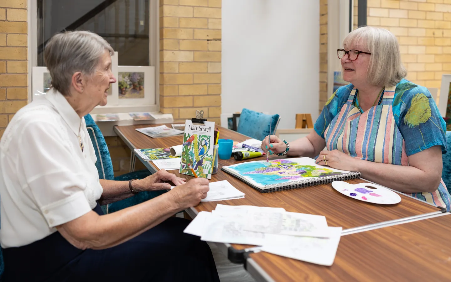 Two women painting at Mount Battenhall
