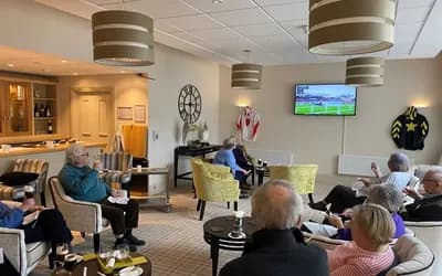 Residents sat around watching tv