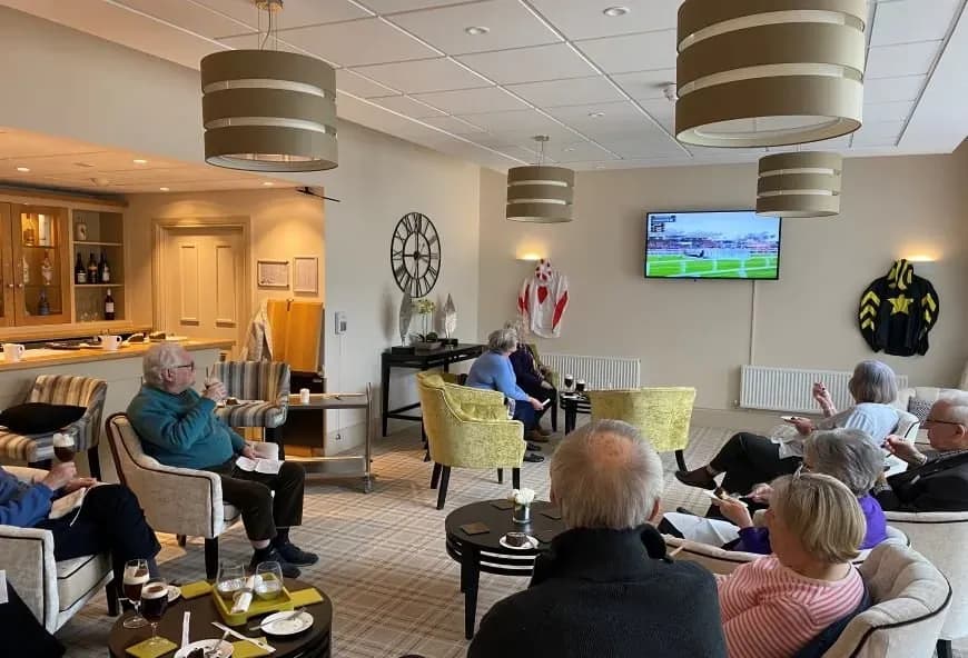 Residents sat around watching tv