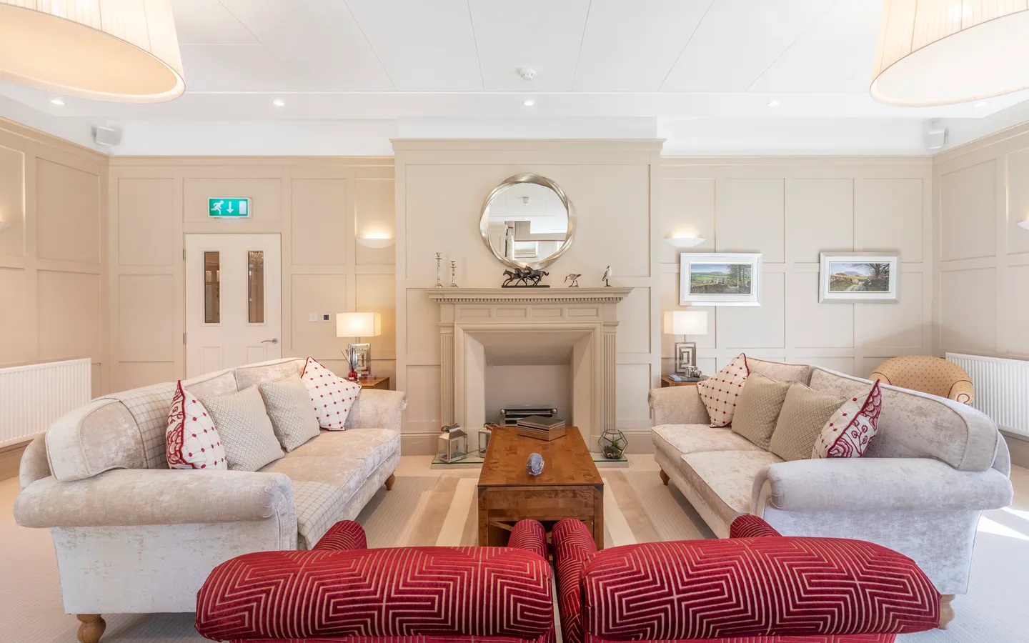 Two sofas and a fire place