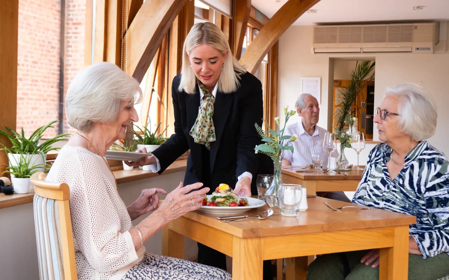 Boughton Hall residents enjoying a meal in the restaurant