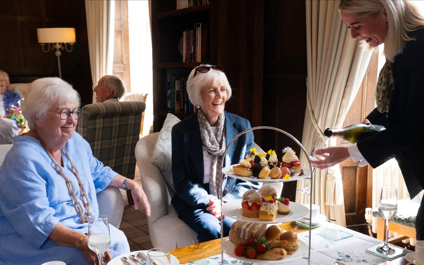 Boughton Hall residents enjoying afternoon tea
