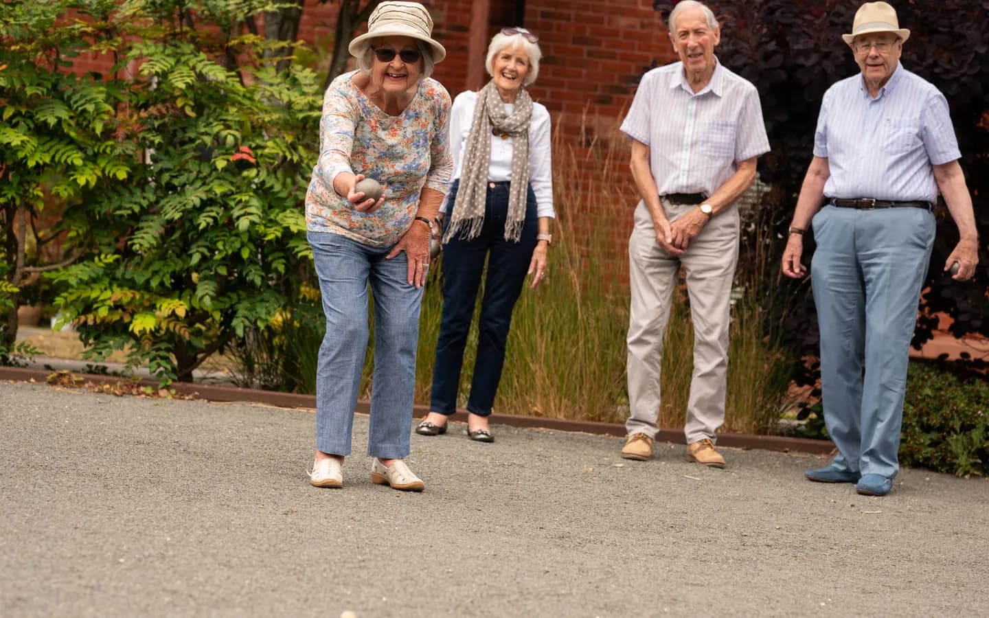 Boughton Hall residents playing boules outside