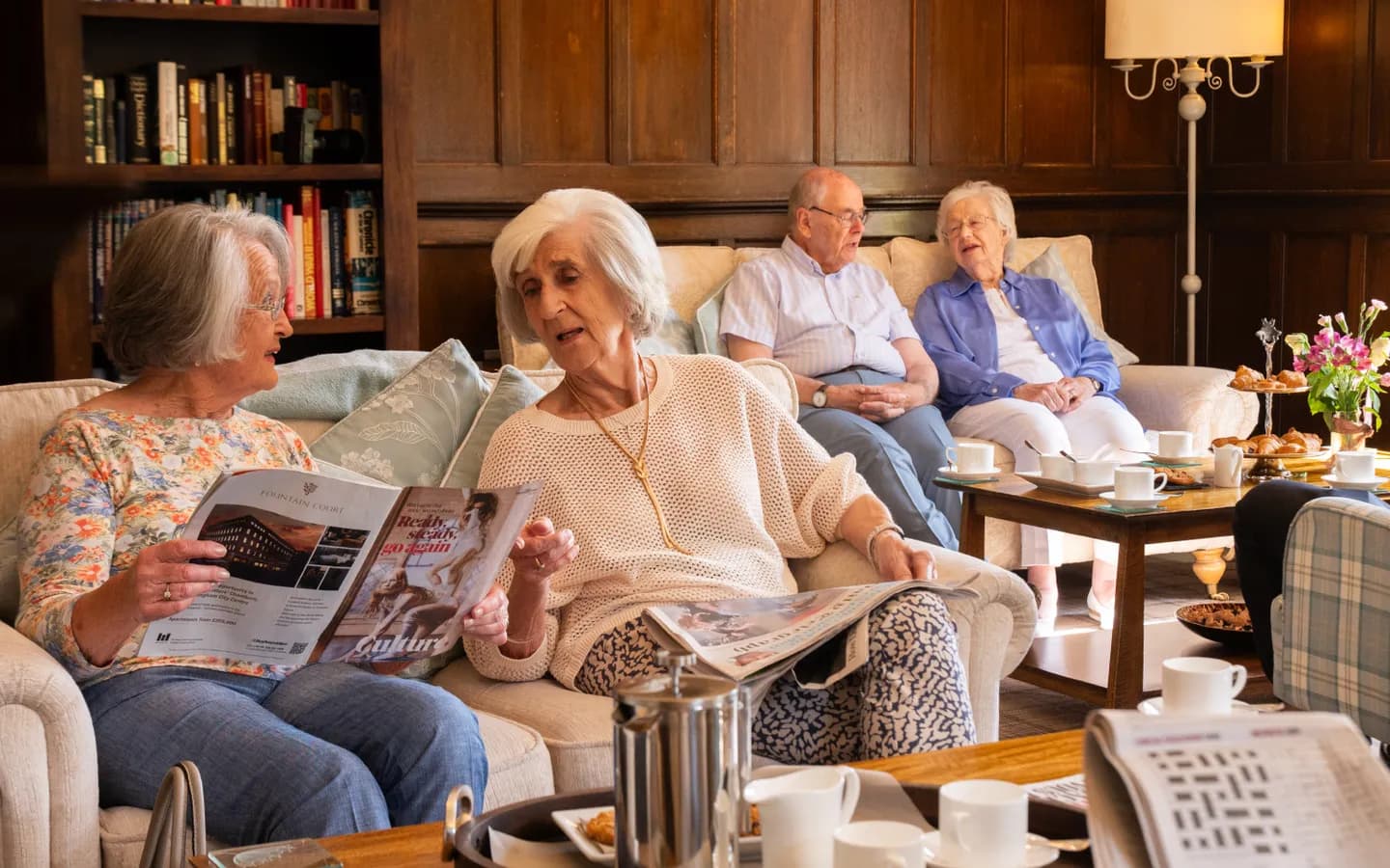 Boughton Hall residents sat in the lounge