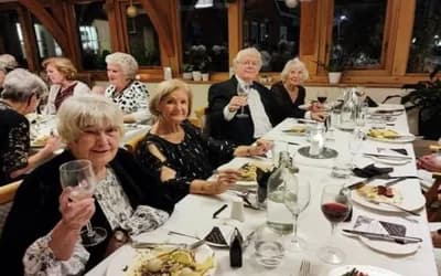 Boughton Hall residents dining at a black-tie event