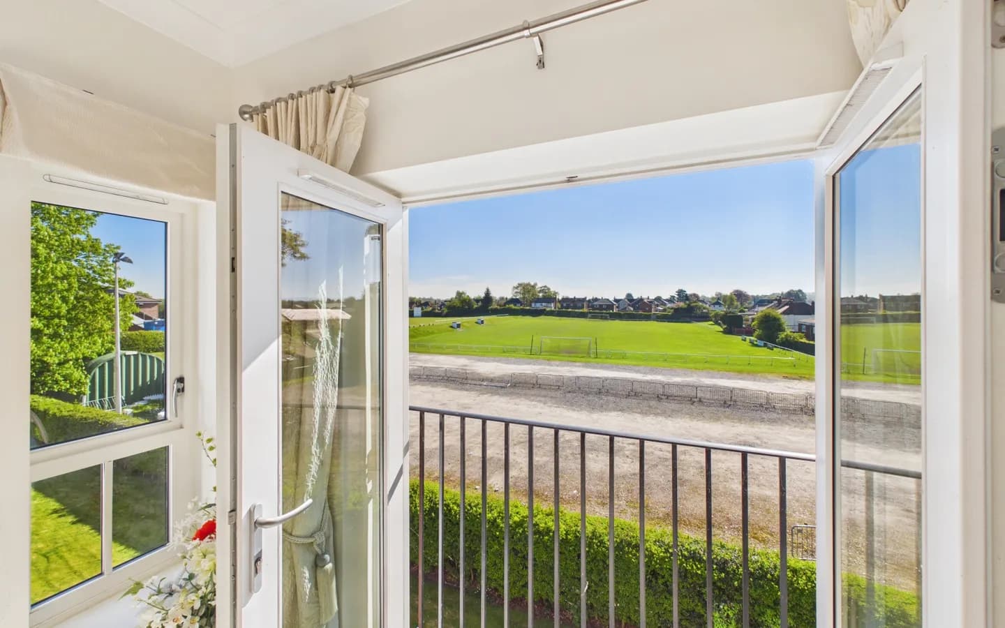 The view from the living room of Apartment 19 Boughton Hall, overlooking the Cricket Club.