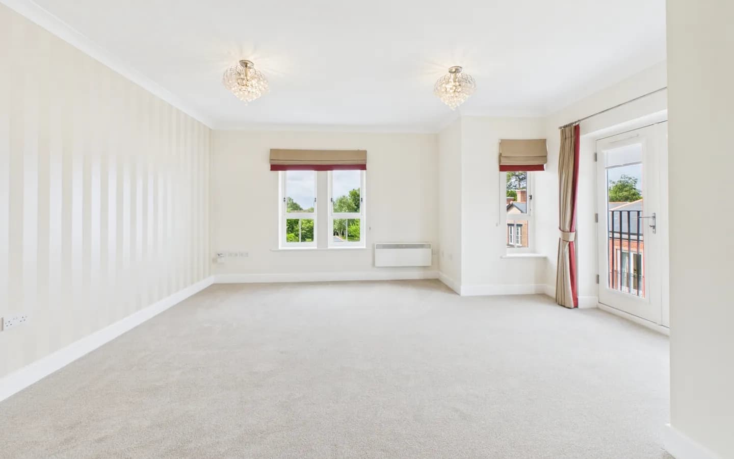 Apartment 34 Boughton Hall, open planning living/dining area with view