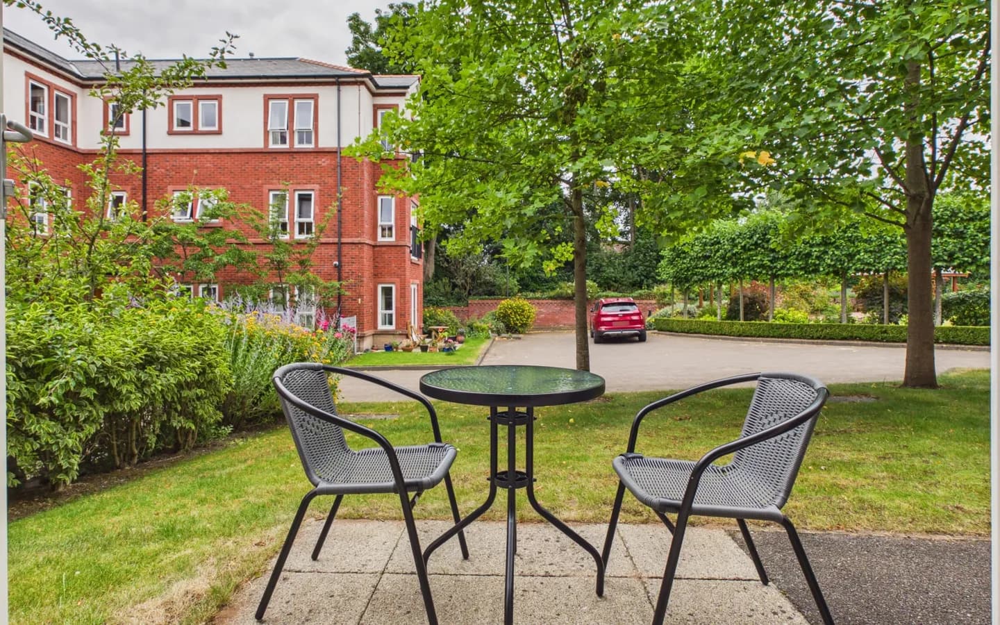 Apartment 26, Boughton Hall, patio with table and chairs