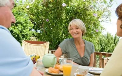 Lady dining outdoors