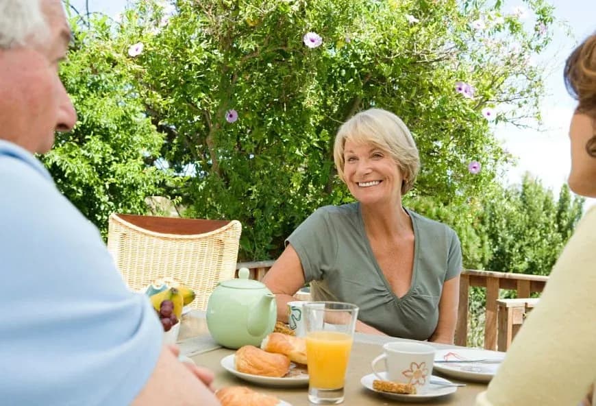 Lady dining outdoors