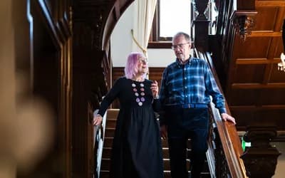Mount Battenhall residents walking down the staircase