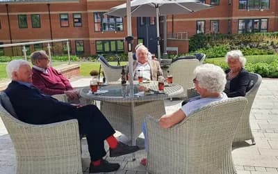 Residents drinking pimms outside