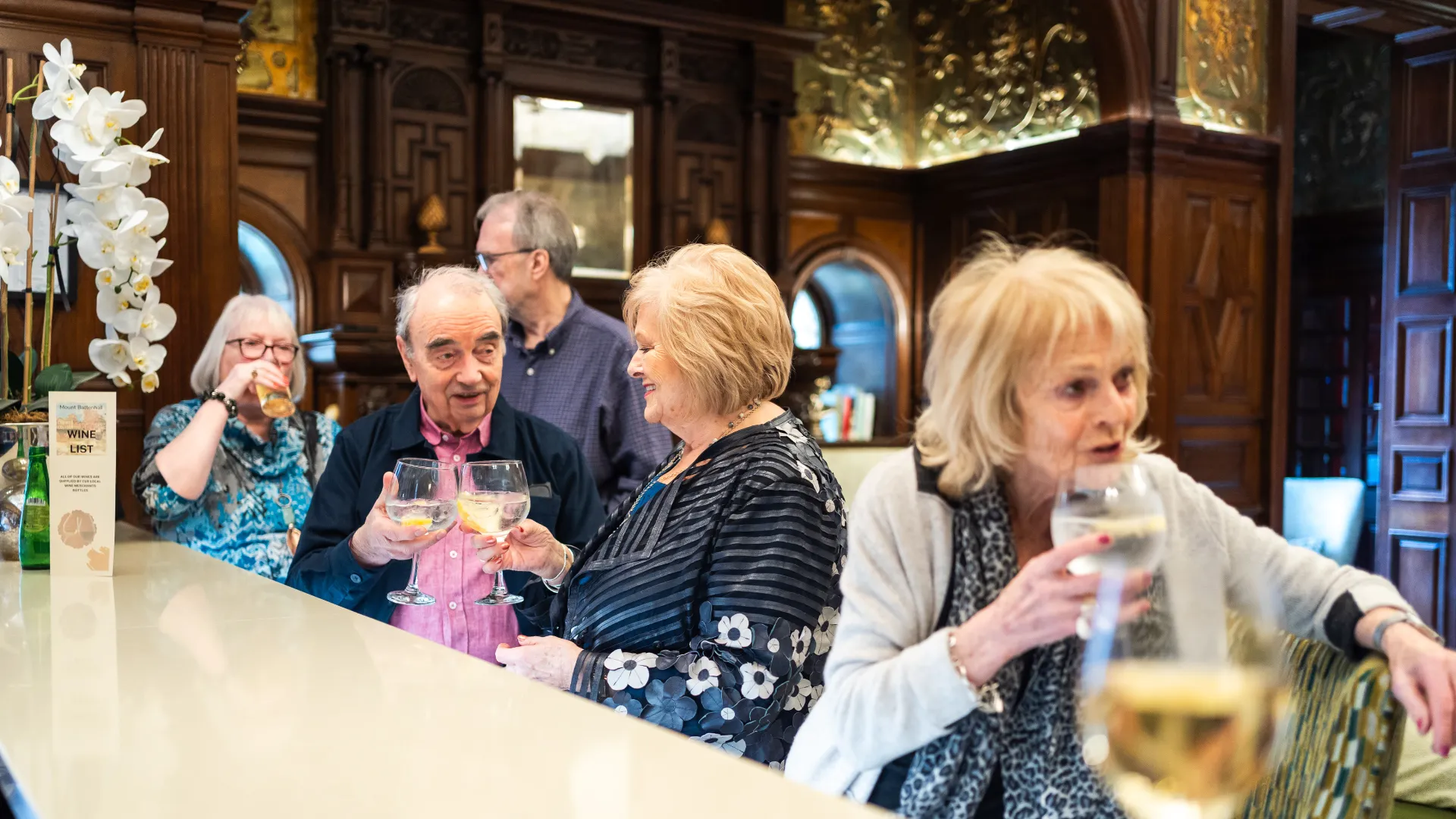 Residents in the bar at Mount Battenhall