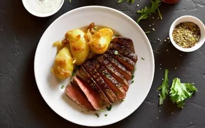 A steak and potatoes