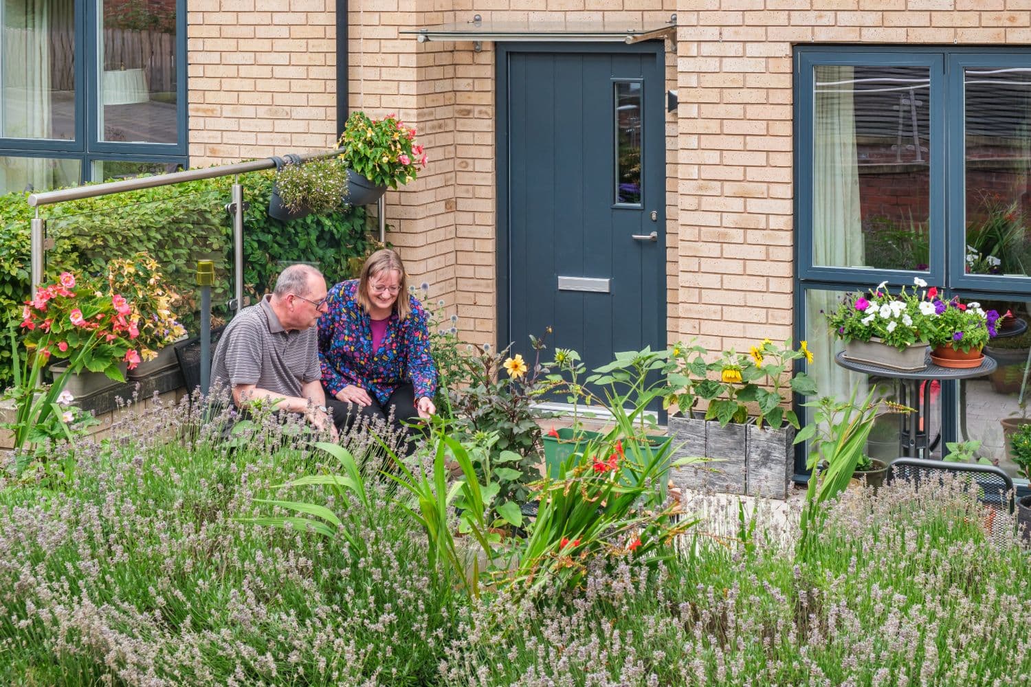 The Red House residents in the garden